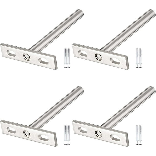4 Pieces Invisible Floating Shelf Brackets Hidden Fixture T Shape Wall