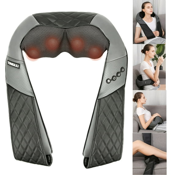 YouLoveIt Shiatsu Neck Massager Back Massage with Heat Kneading Massage Deep Tissue Kneading Relax Muscle for Neck, Back and Shoulder Body Relaxation, use at Home Car
