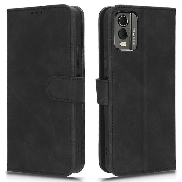 For Nokia C32 Anti-drop Wallet Phone Case Skin-touch Protective Pu Leather Phone Cover With Stand