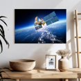 thumbnail image 3 of Elephant Stock Satellite Hovering Over Earth Wall Art - Horizontal Canvas Wall Art - Living Room Wall Decor - Astronomy & Space Canvas - Gray And Blue Decor - 24" x 16", 3 of 8