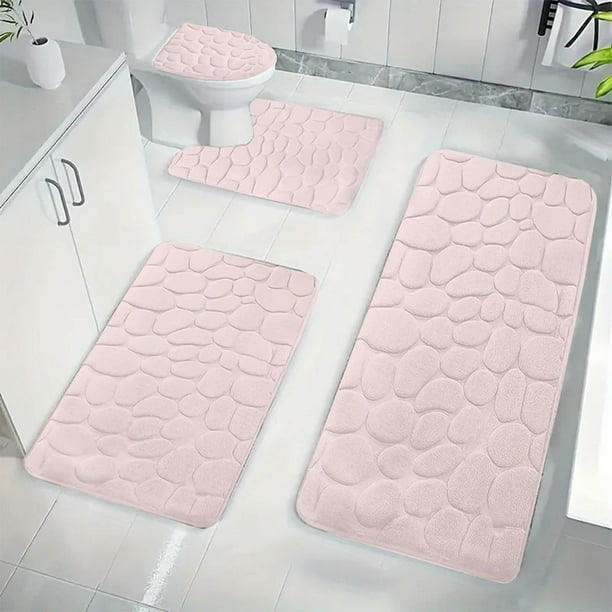 Xihbxyly Alfombrilla de Baño de Espuma Viscoelástica, Suave y Absorbente, Antideslizante, Lavable a Máquina, Ideal para El Baño y La Ducha, Colección de 4 Piezas.