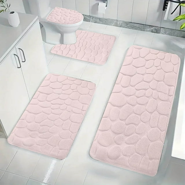 Vaidha Bathroom Rug Set Of 4Memory Foam Bath Mat Toilet Mat Soft Absorbent Thick Rug Non-Slip Backing Universal Machine Washable