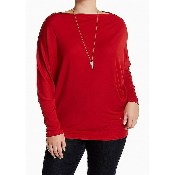 Melloday - Mello Day NEW Red Womens Size Large L Boat Neck Long Sleeve ...