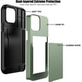thumbnail image 2 of KOMI pour iPhone 13 Pro Max Étui avec Porte-Cartes [Ranger 5 Cartes] Double Couche Robuste Antichoc Étui Portefeuille iPhone 13 Pro Max avec Fente Cachée pour Cartes Étui de Rangement pour iPhone 13 Pro Max (Vert), 2 of 5