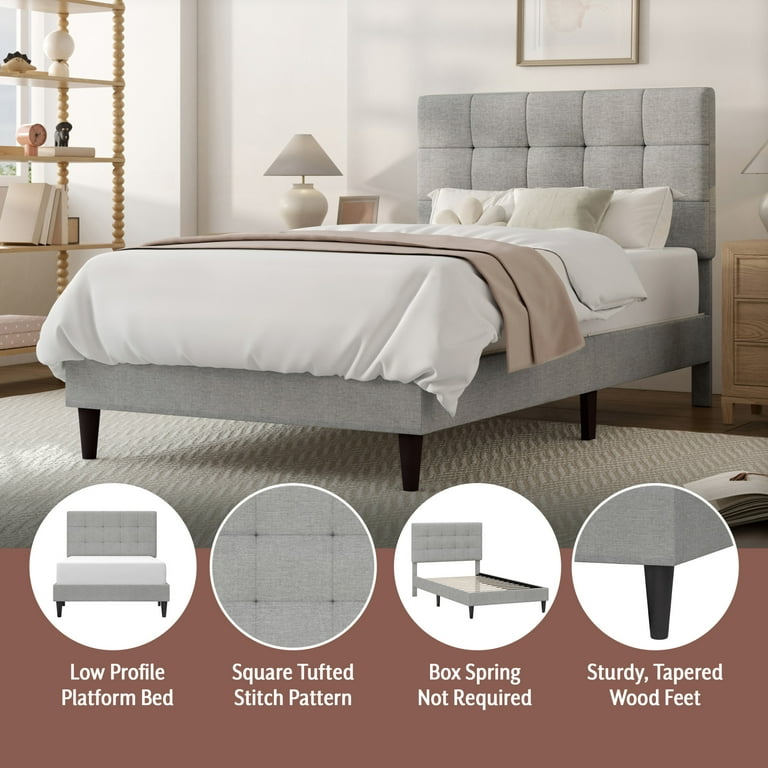 Mainstays Hillside Square Tufted Upholstered Twin Platform Mainstays Hillside Square Tufted Upholstered Twin Platform