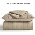 thumbnail image 5 of EVERGRACE Pearl Velvet Quilt Set Full Queen Size, Luxurious Soft Velvet Comforter, Lightweight Oversized Bedspread Coverlet, Box Stitch Quilted Bedding Sets for All Season, with 2 Shams, Natural, 5 of 8