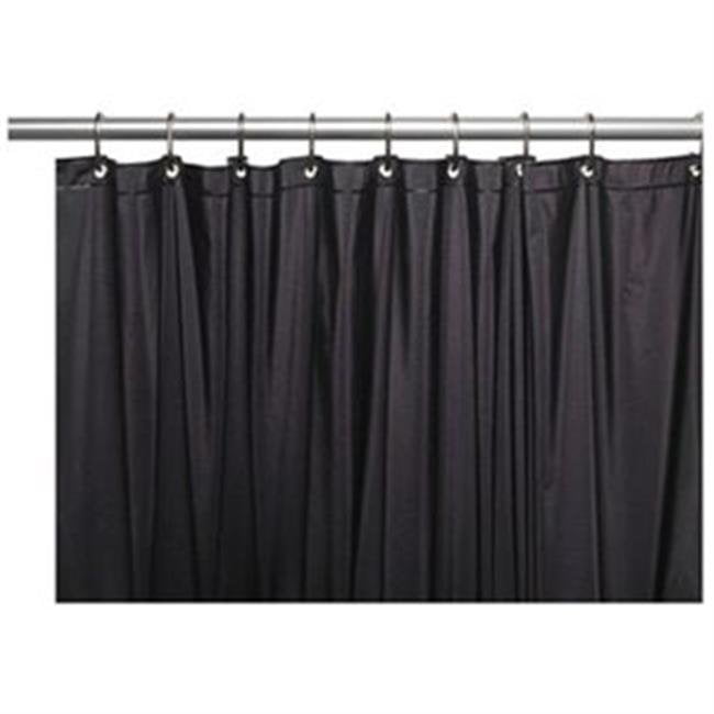 Premium 4 Gauge Vinyl Shower Curtain Liner w/ Weighted Magnets and Metal Grommets in Black
