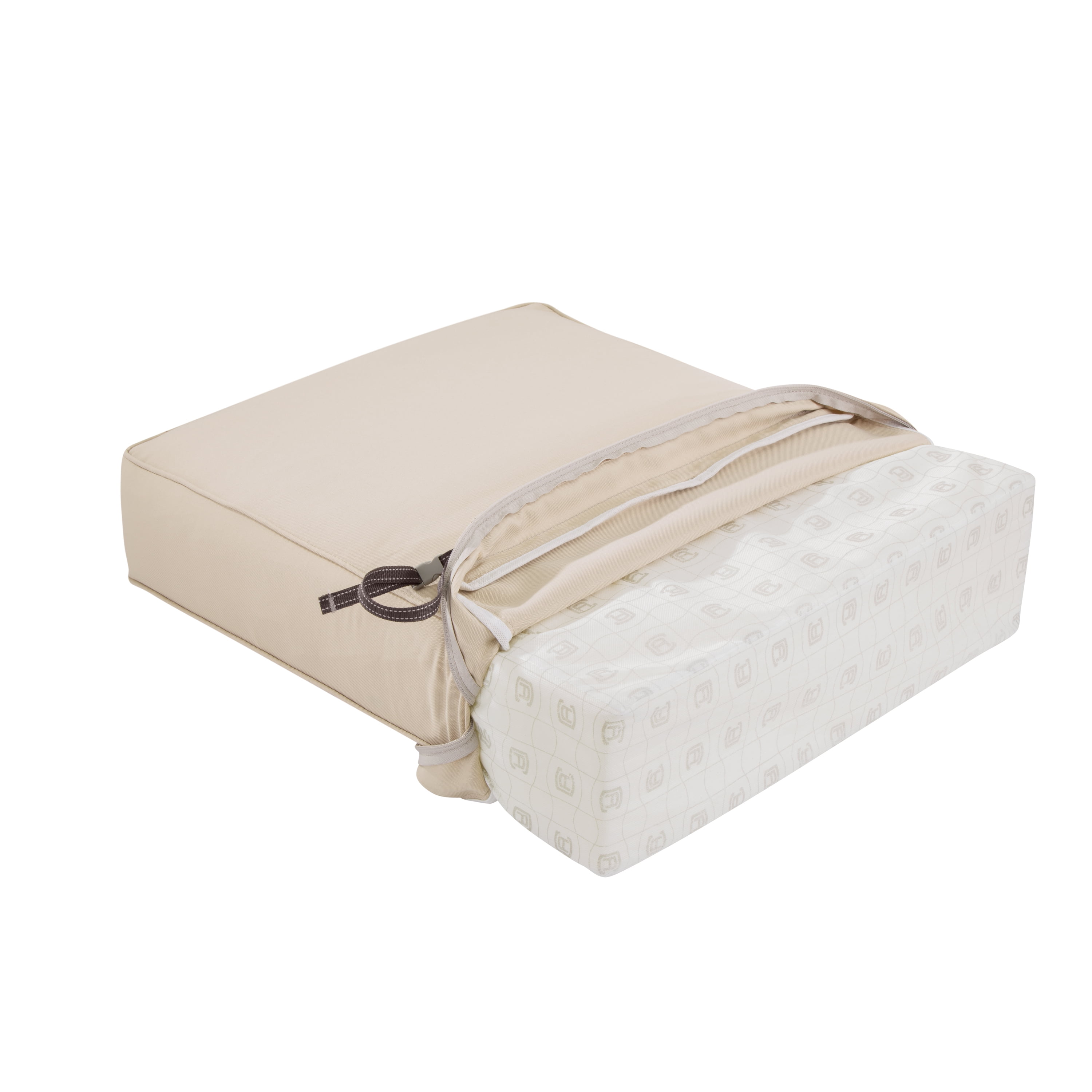 Classic Accessories Montlake FadeSafe Square Patio Lounge Seat Cushion - 5" Thick - Heavy Duty Outdoor Patio Cushion with Water Resistant Backing, Antique Beige, 23"W x 23”D x 5”T (62-019-BEIGE-RT)