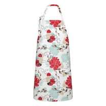 Pioneer Flower Floral Print Pattern Apron-Garden Aprons for Women with Pockets-Cotton Linen Waterproof Kitchen Cooking Gardening Aprons Adjustable for Kitchen,Cooking,BBQ and Salon 33x27 Inch