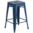 thumbnail image 2 of Flash Furniture Commercial Grade 24" High Backless Distressed Antique Blue Metal Indoor-Outdoor Counter Height Stool, 2 of 9