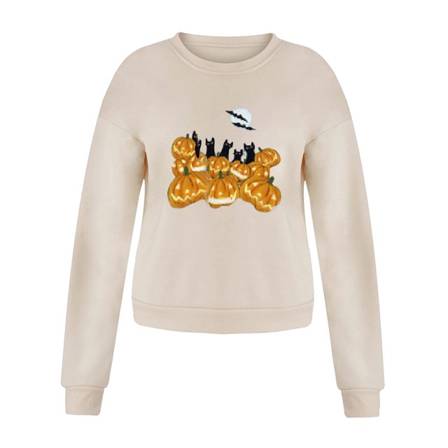 Sudadera de mujer Yuyangstore de Halloween manga larga pullover Tops Diez calabazas L
