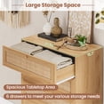 thumbnail image 3 of 6-Drawer Rattan Tall Dresser - Wooden Chest with Metal Handles & Solid Wood Legs for Bedroom/Living Room, 3 of 8