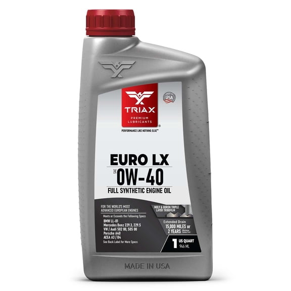 TRIAX Euro LX 0W-40 Full Synthetic European Car Engine Oil, 1 Quart
