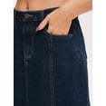 thumbnail image 5 of DARING DIVA Women's A Line Back Waist Knee Length Jean Skirts Small Black Blue, 5 of 7