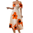 thumbnail image 2 of New trending & for spring GaThRRgYP Casual T-Shirt Short Sleeve Dress,Ladies Casual Holiday Style Printed Dress Beach Dress Orange XL, 2 of 8