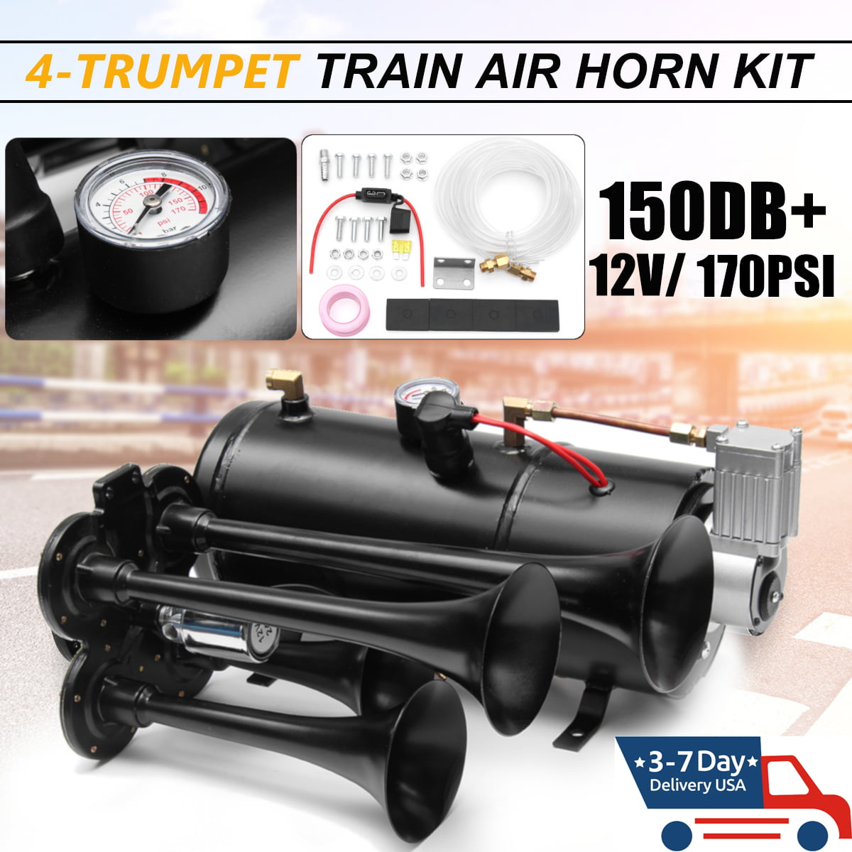150 DB Train Horn With Air Compressor Last two days-70%OFF 