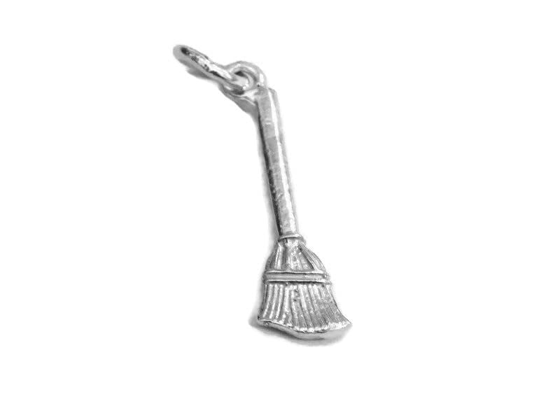 925 Sterling Silver Broom Charm Made in USA