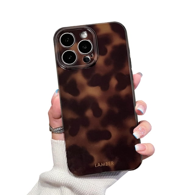 Funda para iPhone 15 Pro Max XQAGU, ámbar con estampado de leopardo, delgada