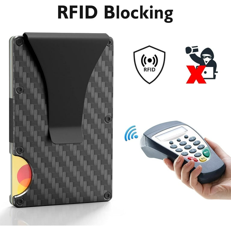 Simyoung Smart Wallet Carbon Fiber RFID Blocking Card Holder Money
