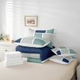 thumbnail image 5 of Feelyou Fashion Square Abstract Bedding Comforter Set 7 Pieces for Men, Green Grey Art Patchwork Full Bedding Set, Buffalo Plaid Reversible Fitted Sheet Flat Sheet, Super Cozy Room Decor, 5 of 7