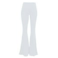 thumbnail image 4 of Women's Yoga Pants Casual Sweatpants Tight Fitting Dance Wide Leg Raising High Waisted Bell Bottom Fitness Cozy Leggings For Women Dress Pants Comfy Tights Sports Lounge Pants White, 4 of 5