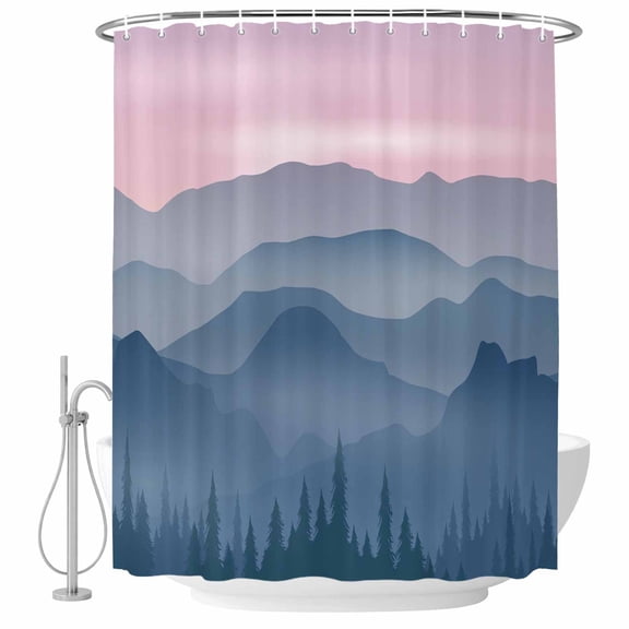 Mountain Landscape Fabric Shower Curtain Peak Sky Washable Shower Curtains for Bathroom, Waterproof Bath Curtain with Hooks Home Decor 36x72in