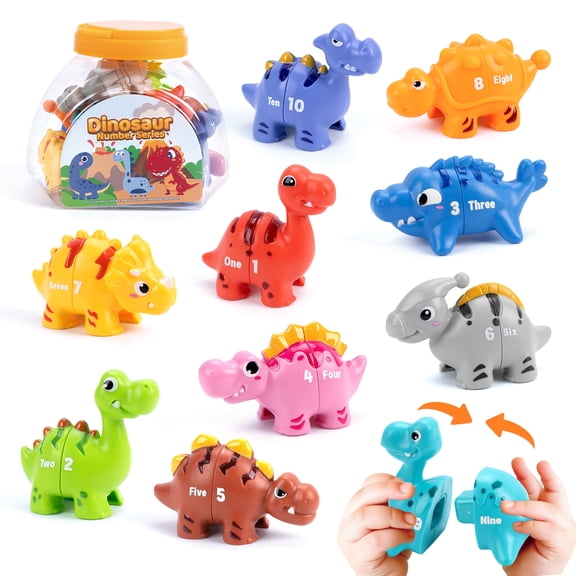 Dinosaurs Toys for Kids, Montessori Toys for Toddlers 2 3 4 Years, Number Matching Toys, Preschool Learning Toy for Girls Boys 3-6 Years