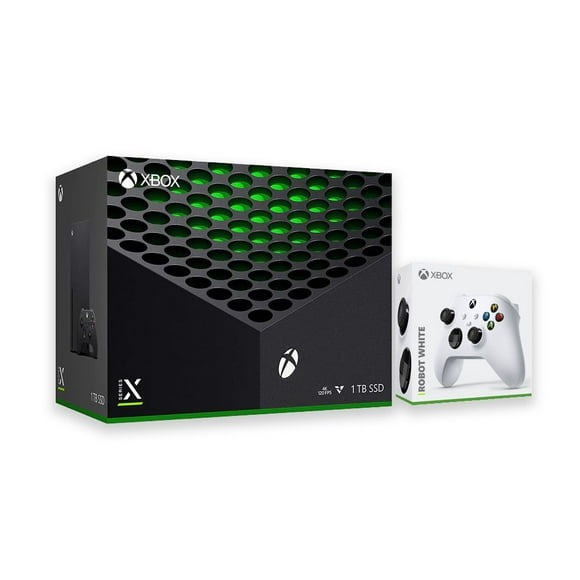 2020 Newest X Gaming Console Bundle - 1TB SSD Black Xbox with Two Xbox Wireless Controllers Black and White