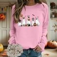 thumbnail image 4 of Dog Ghost Halloween Sweatshirts for Women 2025 Long Sleeve Crewneck Cute Dog Pumpkin Graphic Sweatshirt Pullover Tops, 4 of 5