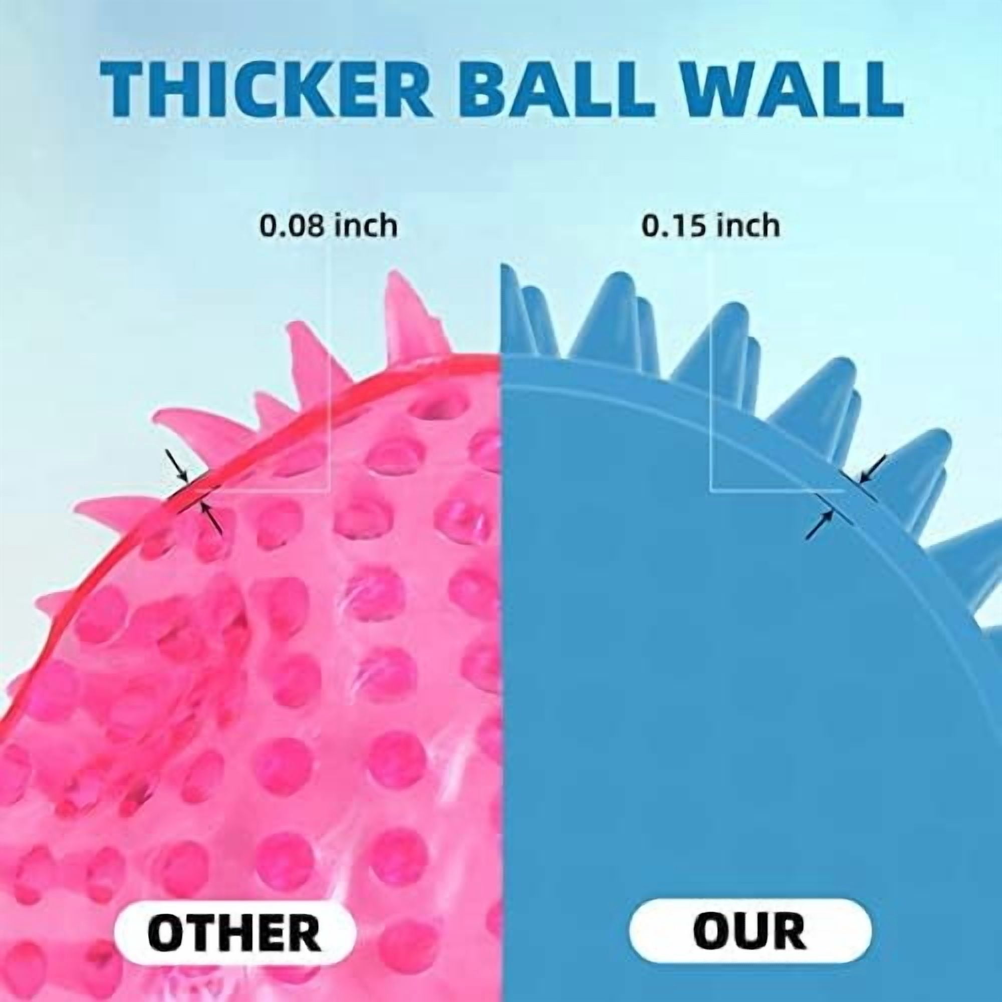 4.5” Heavy Duty Squeaky Dog Balls Toys for Medium Large Dogs 4 Pack Indestructible Dog Toys for Aggressive Chewers Spike Dog Balls for Clean Teeth and Training Dog Toys for Boredom and Stimulating
