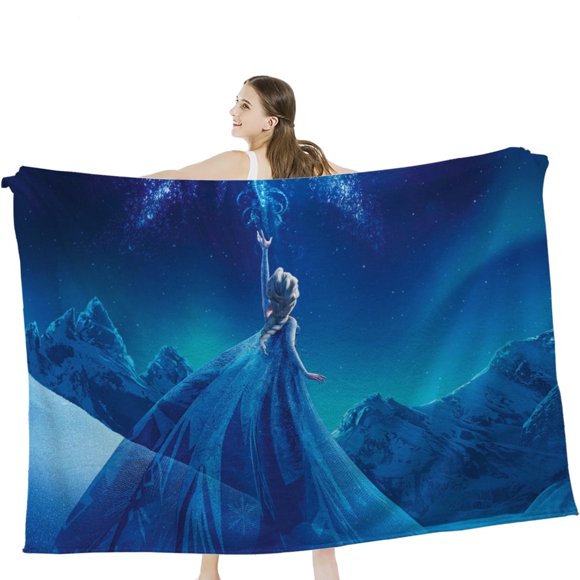 Manta de franela Hggkaie, manta con patrón de dibujos animados de Frozen, manta de felpa ligera y acogedora para cama, sofá, oficina, decoración y viajes, adolescentes (50 x 40 pulgadas) B2MT-230