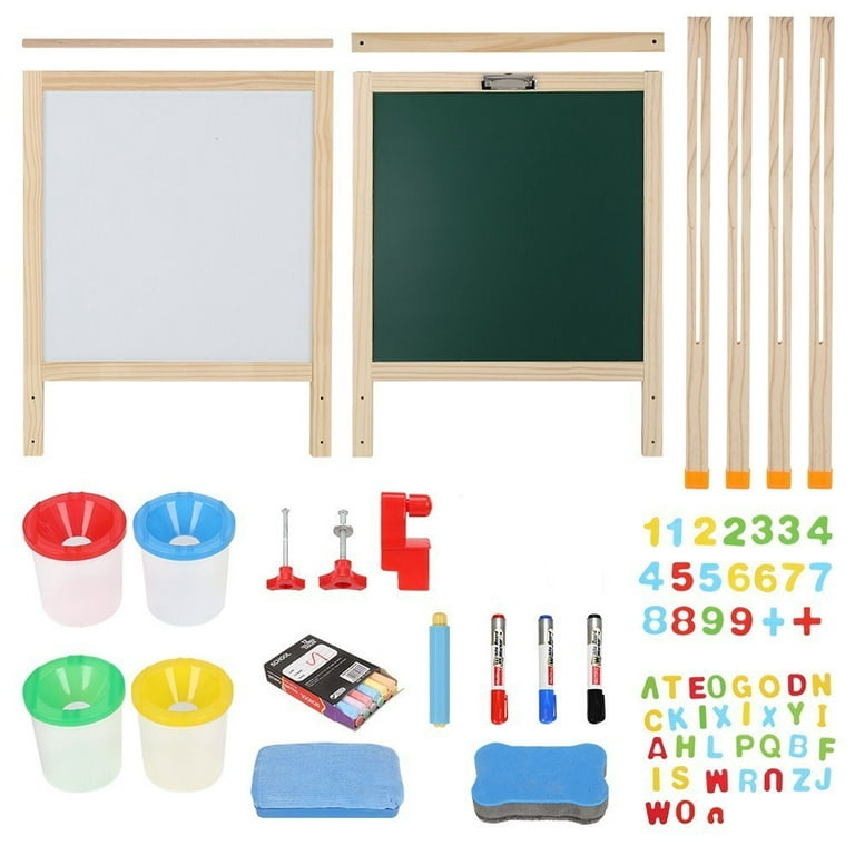 Kidzlane Art Easel for Kids 2-4 | Wooden Toddler Easel | Double Sided  Standing Chalkboard/Dry Erase Board for Kids | Toddler Drawing Board with