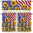 thumbnail image 4 of American Flag Kitchen Curtains and Valances Set Sunflower Rod Pocket Tier Curtains 3-Piece House Decor Curtains for Living Room Bedroom Bathroom Easy to Install Kitchen Valance Curtains, 4 of 5