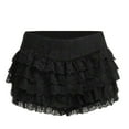 thumbnail image 4 of Lovskoo Women's Y2K Lace Ruffled Layered Shorts Tiered Bloomers Pumpkin Party Festival Boy Shorts Pettipants Black, 4 of 5