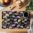 thumbnail image 2 of Spring Flowers Placemats Set of 6 Watercolor Floral Vintage Black Place Mats Indoor Wipeable Table Mats Washable Cloth Dining Table Placemats for Kitchen Holiday Party Home Decor 13x19 Inch, 2 of 9