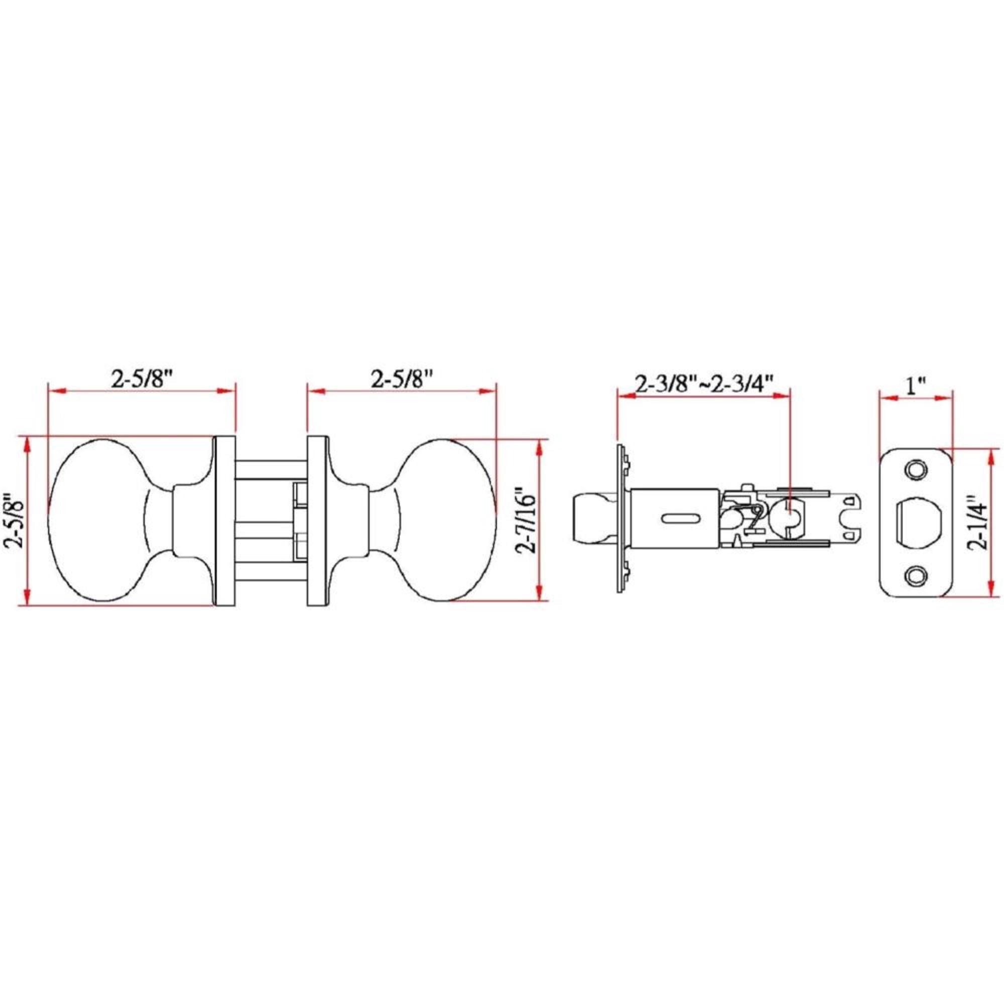 Satin Nickel Egg Passage Door Knob, Hall and Closet, Left and Right Hand, ANSI Grade 3, UL Listed