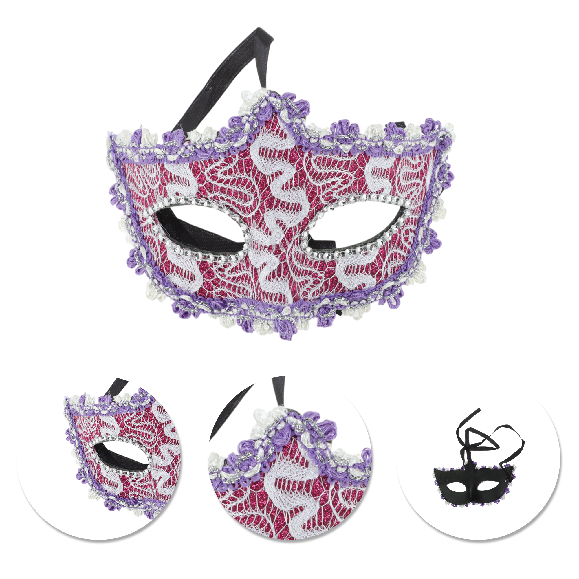 Unique Bargains 1 Box Pointed Head Dragon-Design Half Face Mask Purple