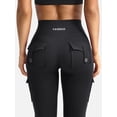 thumbnail image 3 of Leggings acampanados para entrenamiento de mujer YEOREO negros con bolsillos talla M, 3 of 8