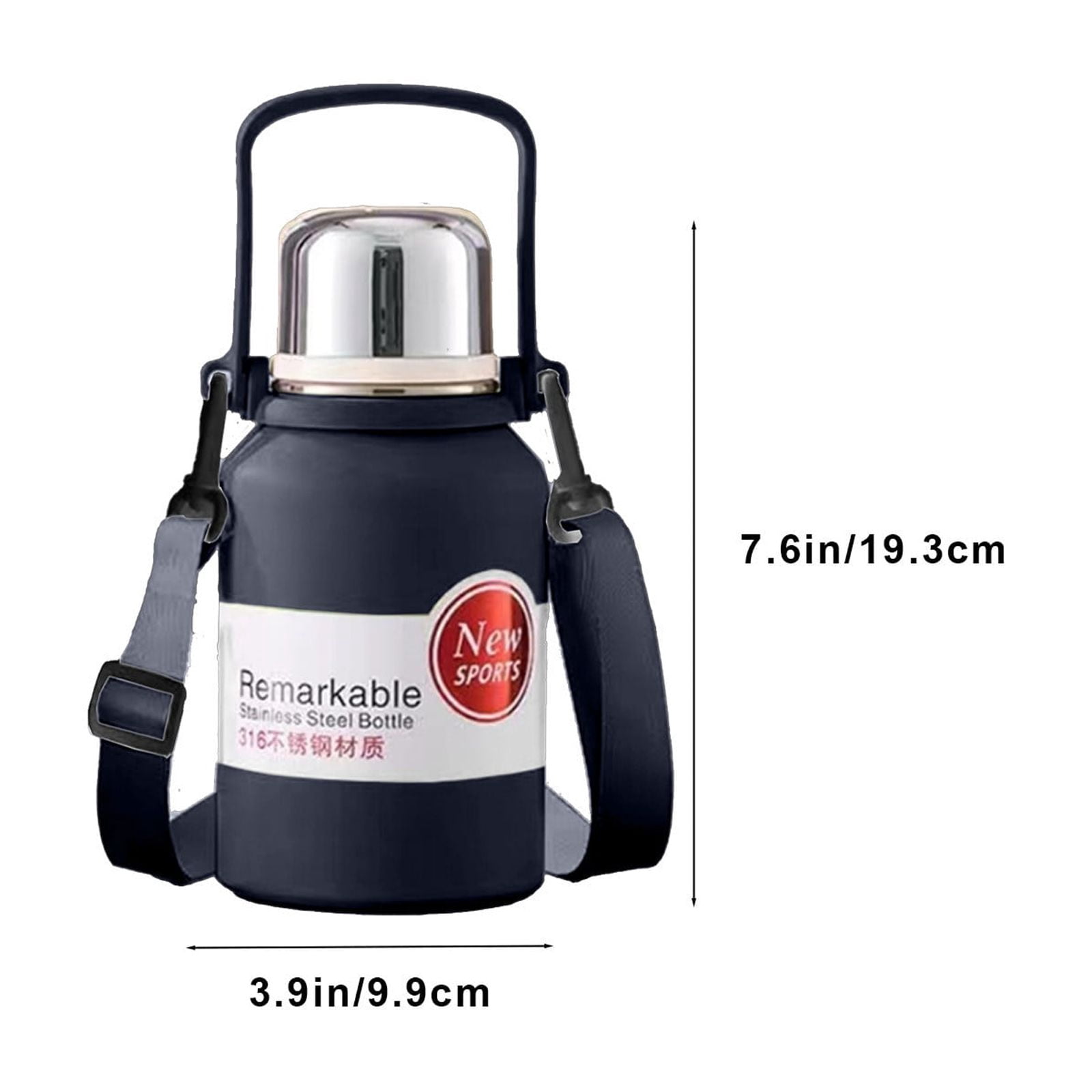 Insulated Gallon Jug with Handle Camping Water Jug, 316 Stainless Steel, Large Double Vacuum Water Bottle for Hot & Cold Drinks, Wide Mouth, Sweat Proof, Great for Travel, Camping 600ml