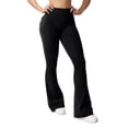 thumbnail image 4 of Women's High Waist Bootcut Pants Butt Lifting Flare Yoga Trousers with Pockets for Daily Casual Gym Outfits Black 2XL, 4 of 4