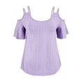 thumbnail image 4 of Kelon Womens Eyelet Embroidered Blouse Short Sleeve Round Neck Loose Fit Casual Summer Tops Trendy 2026, 4 of 4