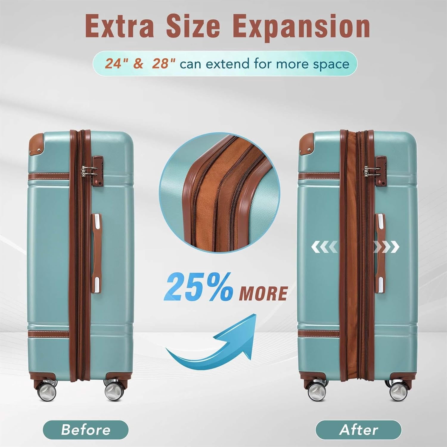 LuxyHoom 4 Piece Hardshell Luggage Sets with TSA Lock, Spinner Suitcases w Cosmetic Case, Lightweight Black ABS, 360° Wheels, Expandable Travel Business Luggage for Women, Men, Kids12",20",24",28"