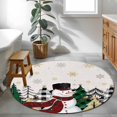 thumbnail image 3 of Round Rugs 3.3Ft, Christmas Round Area Rug Washable Indoor Throw Carpet, Rustic Snowman Winter Snowflake Xmas Tree Soft Non Slip Circle Rug for Laundry Room Patio Home Decor Aesthetic, 3 of 8