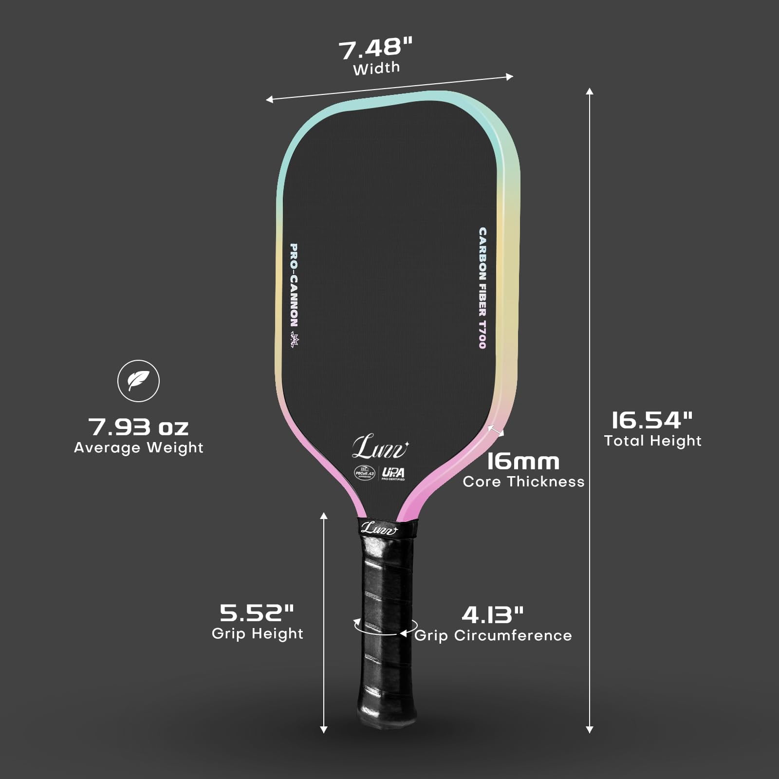 Ball Paddle  Thermoformed Candy T700 Carbon Fiber Paddles Friction Surface Exceptional Spin And Power 16mm Composite Pickle Rackets For Players