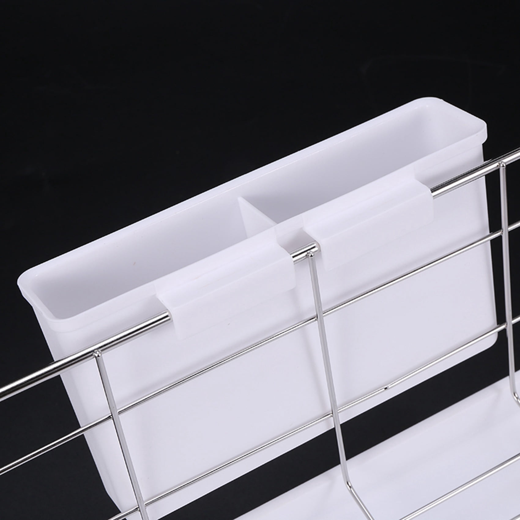 Stainless Steel Dish Drainer Drying Rack With 3-Piece Set Removable Rust Proof Utensil Holde For Kitchen Counter Storage Rack White