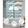 thumbnail image 2 of Teal Beige Ombre Swag Kitchen Curtains Sets for Windows 24 Inch Length, Modern Abstract Art Moire Short Window Curtain Panels Swags Valances and Tiers 3 Piece Set for Cafe/Dining Room, 2 of 5