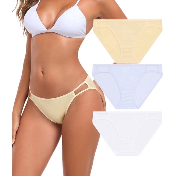 CF String Bikini Underwear for Women Soft Stretch Modal Bikini Panties High Cut Stretch Ladies Hipster Panty(3N,S)