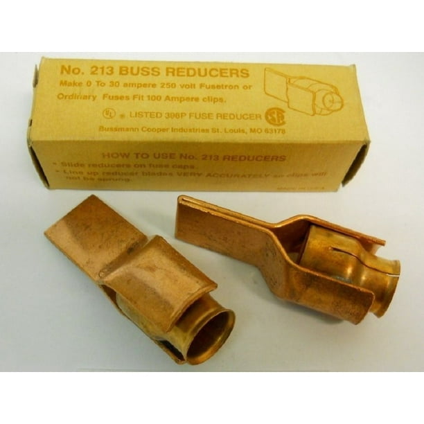 BUSSMANN NO. 213 FUSE REDUCERS 100 TO 30 AMPS. 250V (NEW IN BOX) 1 PAIR