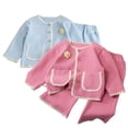 thumbnail image 3 of KYAIGUO 1-6Y Girls Spring Fall Clothes Set 2PCS Outfit Button Cardigan Tops +trousers Casual Set for Kids Toddler Baby, 3 of 9