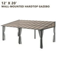 thumbnail image 4 of Howsvn 12' x 20' Lean to Gazebo, Wall-Mounted Hardtop Gazebo with Sloping Roof and Curtains & Netting, Outdoor Aluminum Frame Pergola Canopy for Patio, Garden, Lawn, 4 of 9